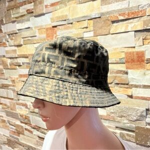 Fendi Vintage Monogram Bucket Hat in Black and Gold-Tone